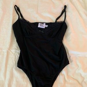PRINCESS POLLY LACE TRIM BODYSUIT BLACK size US 6